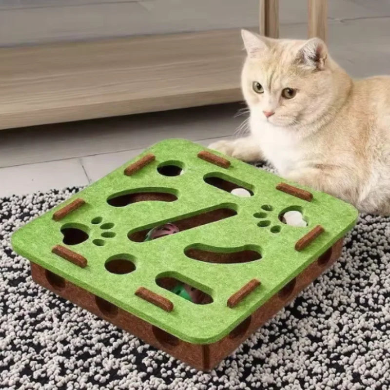 Juguete Interactivo Laberinto de Fieltro para Gatos con Bola
