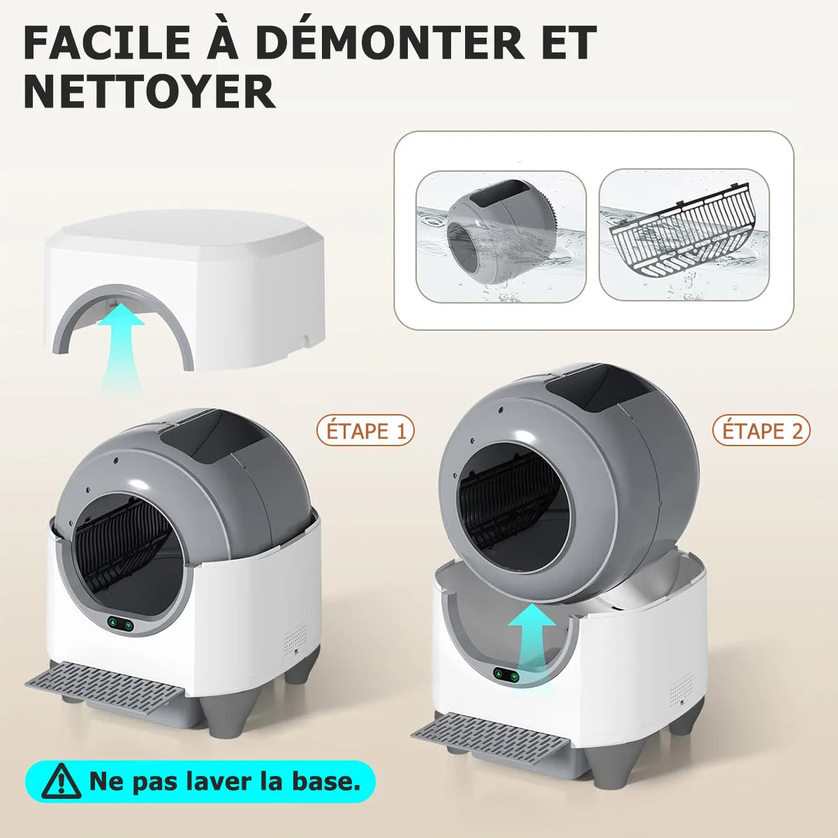 Arena para gatos autolimpiable, antifugas, antipinzamiento y desodorizante, control de aplicación, bandeja con capacidad para 80L para varios gatos