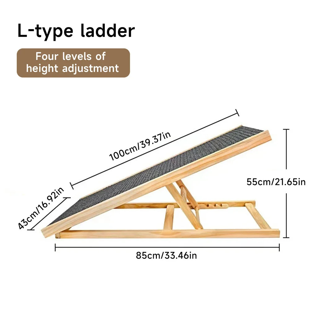 Escalera de madera para perro y gato, pendiente para sofá cama, marco de escalada ajustable para interiores, rampa de escalada portátil y plegable para mascotas