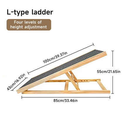Escalera de madera para perro y gato, pendiente para sofá cama, marco de escalada ajustable para interiores, rampa de escalada portátil y plegable para mascotas