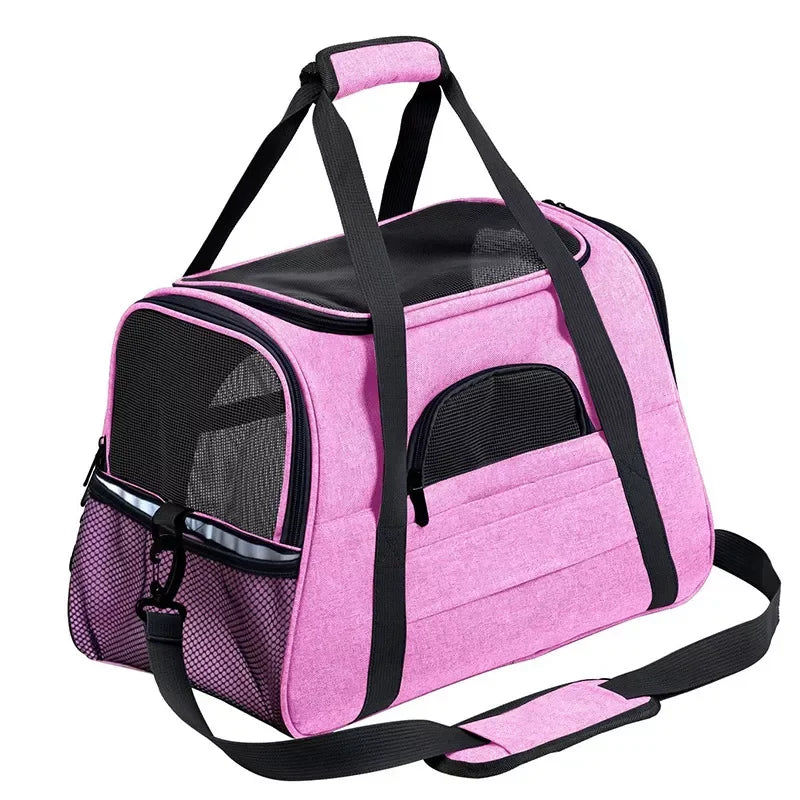Prowalk Transportín para gato Mediano, Seguridad y Comodidad en tus Viajes, Prepara a tu mascota para aventuras seguras y cómodas con nuestra Bolsa de transporte de animales, Transpontines para mascota en color azul turquesa, rosa, Morado