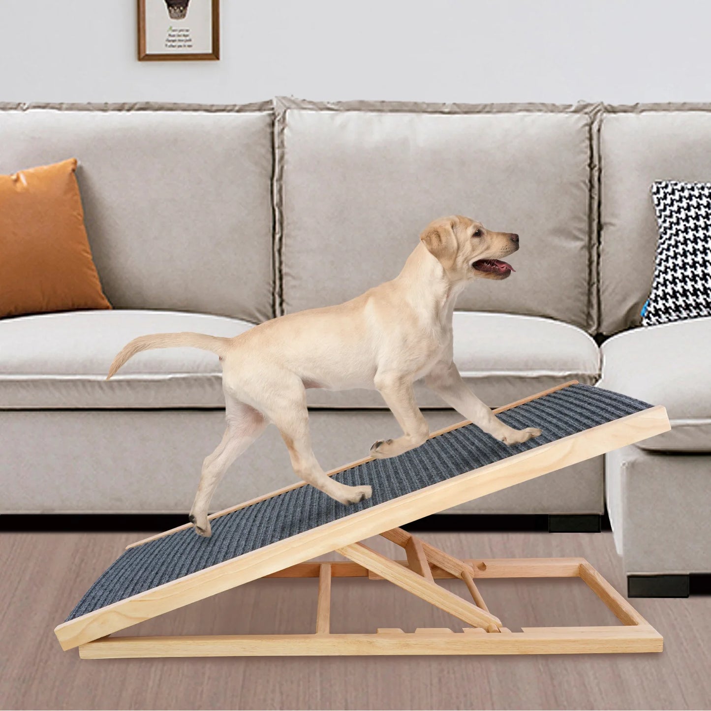 Escalera de madera para perro y gato, pendiente para sofá cama, marco de escalada ajustable para interiores, rampa de escalada portátil y plegable para mascotas