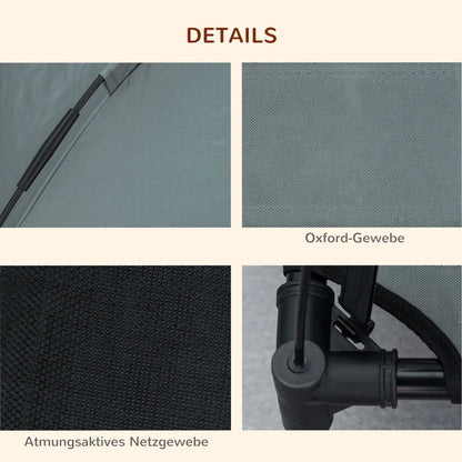 Cama para Mascotas Gris con Toldo – 61x46x62 cm, Tela Transpirable, Cama Elevada para Perros para Exteriores con Sombra