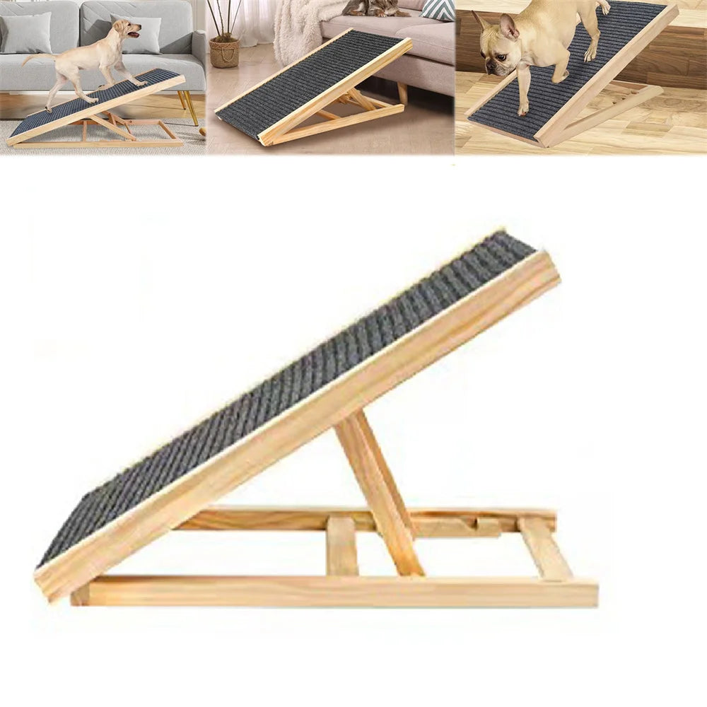 Escalera de madera para perro y gato, pendiente para sofá cama, marco de escalada ajustable para interiores, rampa de escalada portátil y plegable para mascotas